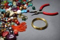 Composition of jewelry making supplies Royalty Free Stock Photo