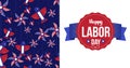 Composition of labor text with american flag decorated ornaments