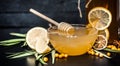 The composition of tea with lemon and honey Royalty Free Stock Photo