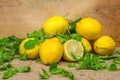 Composition of lemons and green salad Royalty Free Stock Photo