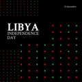 Composition of libya independence day text with squares on black background