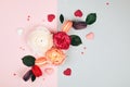 Composition of macarons and flowers Royalty Free Stock Photo