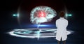 Composition of male doctor using virtual screen with brain model Royalty Free Stock Photo