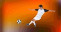 Composition of male football player with ball with copy space