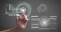Composition of man touching screen with medical data processing Royalty Free Stock Photo