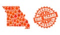 Composition of Map of Missouri State Burning and Fire Hazard Grunge Stamp Seal Royalty Free Stock Photo