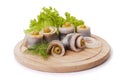 A composition with marinated herring rolls Royalty Free Stock Photo