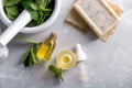 Composition with mint essential oil Royalty Free Stock Photo