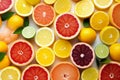 a composition of a mix of citrus fruits on a white background, Generative AI Royalty Free Stock Photo