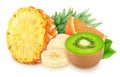 Composition with mix of tropical fruits isolated on a white background with clipping path. Royalty Free Stock Photo