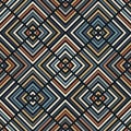 Composition of multicolored concentric squares on a black background. Striped texture. Seamless geometric pattern. Vector image.