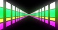 Composition of multicoloured neon grid over black background Royalty Free Stock Photo