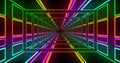 Composition of multicoloured neon grid over black background Royalty Free Stock Photo