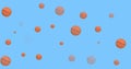Composition of multiple basketballs over blue background Royalty Free Stock Photo