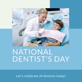 Composition of national dentist\'s day and female dentist with boy patient