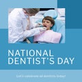 Composition of national dentist\'s day and female dentist with boy patient