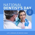 Composition of national dentist\'s day and male dentist with female patient