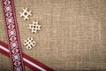 Composition of national latvian patterned ribbons and signs Royalty Free Stock Photo