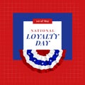 Composition of national loyalty day text over flag of usa on red background Royalty Free Stock Photo