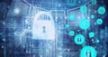 Composition of network of connections with online security padlocks over computer servers Royalty Free Stock Photo