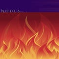 Composition of nodes vol 1 text over flames on orange background