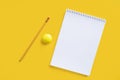 composition notebook pencil yellow magnet. High quality photo