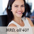 Composition of nrd all for you text over caucasian businesswoman using phone headset