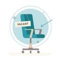 Composition with office chair and a sign vacant. Business hiring and recruiting concept Royalty Free Stock Photo