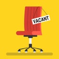 Composition with office chair and a sign vacant. Business hiring and recruiting concept Royalty Free Stock Photo