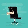 Composition with office chair and a sign vacant. Royalty Free Stock Photo
