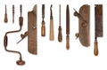 Composition of old tools for wood Royalty Free Stock Photo