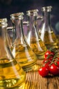 Composition of olive oils in bottles Royalty Free Stock Photo