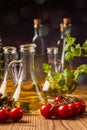 Composition of olive oils in bottles Royalty Free Stock Photo