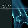 Composition of overload stimulus audiophile text over blue waves on black background