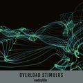 Composition of overload stimulus audiophile text over green waves on black background