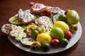 Composition of painted Easter eggs and cookies on a plate Royalty Free Stock Photo