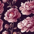 Seamless pattern with red peonies, flower background, wallpaper, AI generated Art Royalty Free Stock Photo