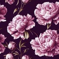 Seamless pattern with red peonies, flower background, wallpaper, AI generated Art Royalty Free Stock Photo