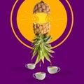 Modern Design, Contemporary Art Collage. Inspiration, Idea, Trendy Urban Magazine Style. Composition With Pineapples And