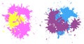 Composition of pink, blue and purple paint splats on white background Royalty Free Stock Photo