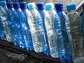 Composition with plastic bottles of mineral water, selective focus. Plastic waste Royalty Free Stock Photo