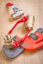 Composition of plumbers items Royalty Free Stock Photo