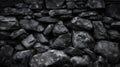 Abstract background featuring a black wall composed of coal