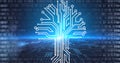 Composition of processor circuit board over binary coding Royalty Free Stock Photo