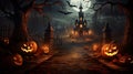 Composition of pumpkins for halloween holiday all saints day Royalty Free Stock Photo