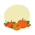 Composition with pumpkins,  leaves and place for text on a white background. Thanksgiving or Halloween decoration. Greeting card, Royalty Free Stock Photo