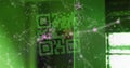 Composition of qr code and networks of connections over computer servers Royalty Free Stock Photo