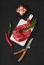 Composition with raw beef whole tenderloin