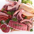 Composition with raw meats Royalty Free Stock Photo