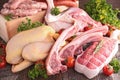 Composition with raw meats Royalty Free Stock Photo